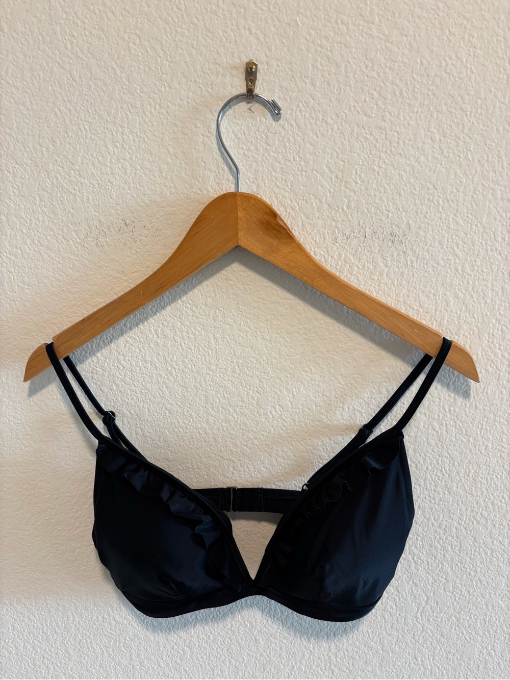 J. Crew Black Ruffle-Trim Bra